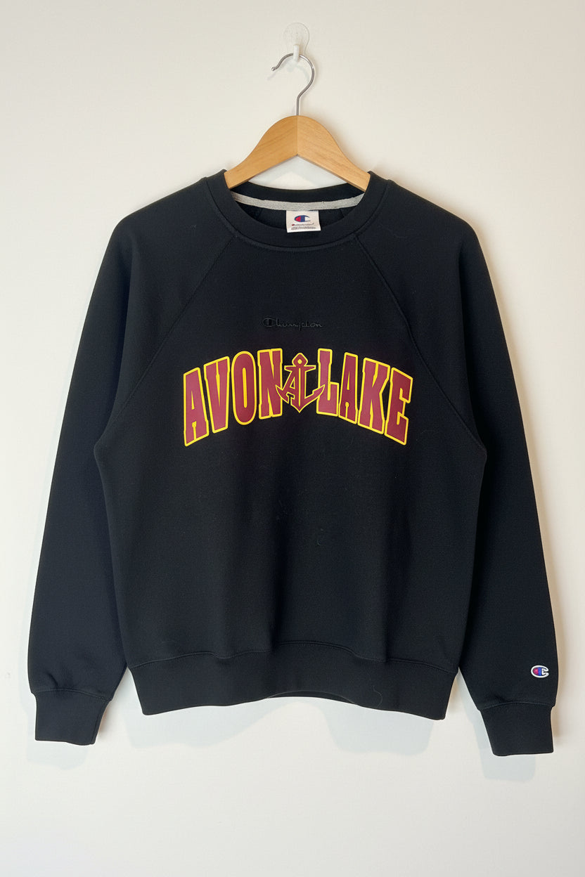 Sweatshirt, Crewneck, Champion® "Avon Lake Arch" in Black