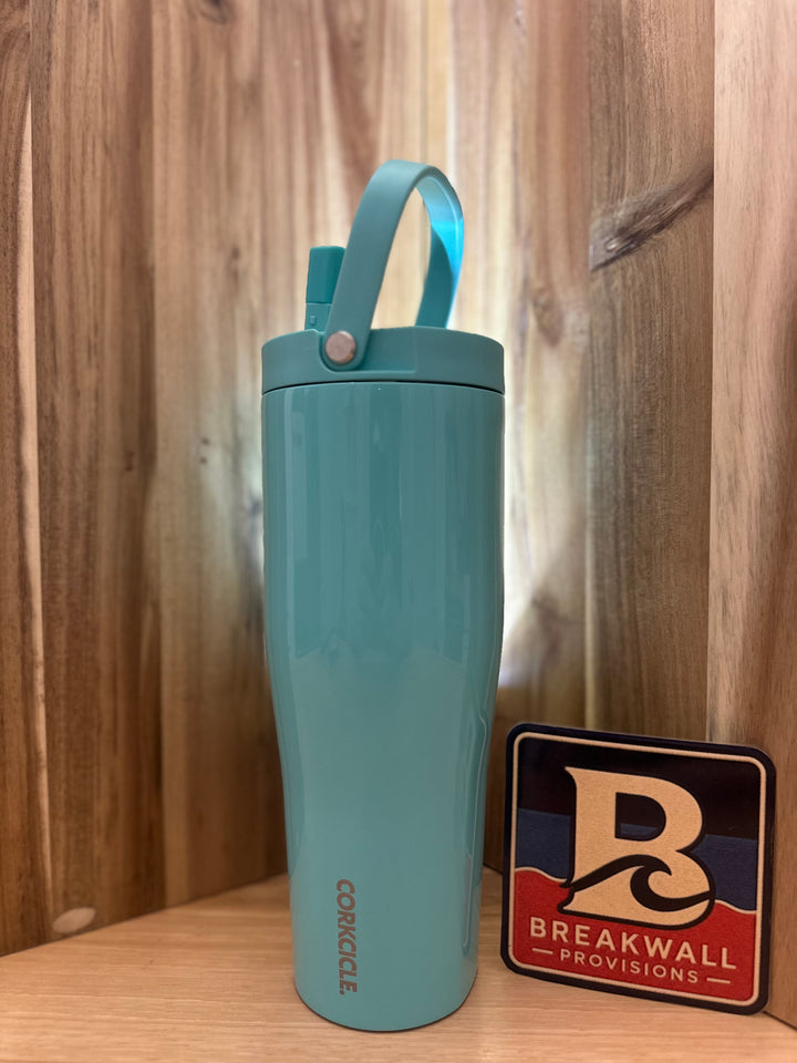 Insulated Beverage, Corksickle®  GO CUP XL (30 oz.) Aruba Blue-Green with Integral Flip-Up Straw